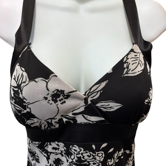 Y2K Black Floral Fairy Slip Halter Dress M Black Whimsy Goth Gypsy Whimsical - Picture 6 of 8